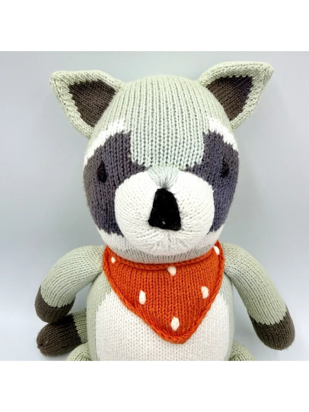 Pottery Barn Kids Modern Baby Knit Raccoon Plush Stuffed Animal Bandana 15